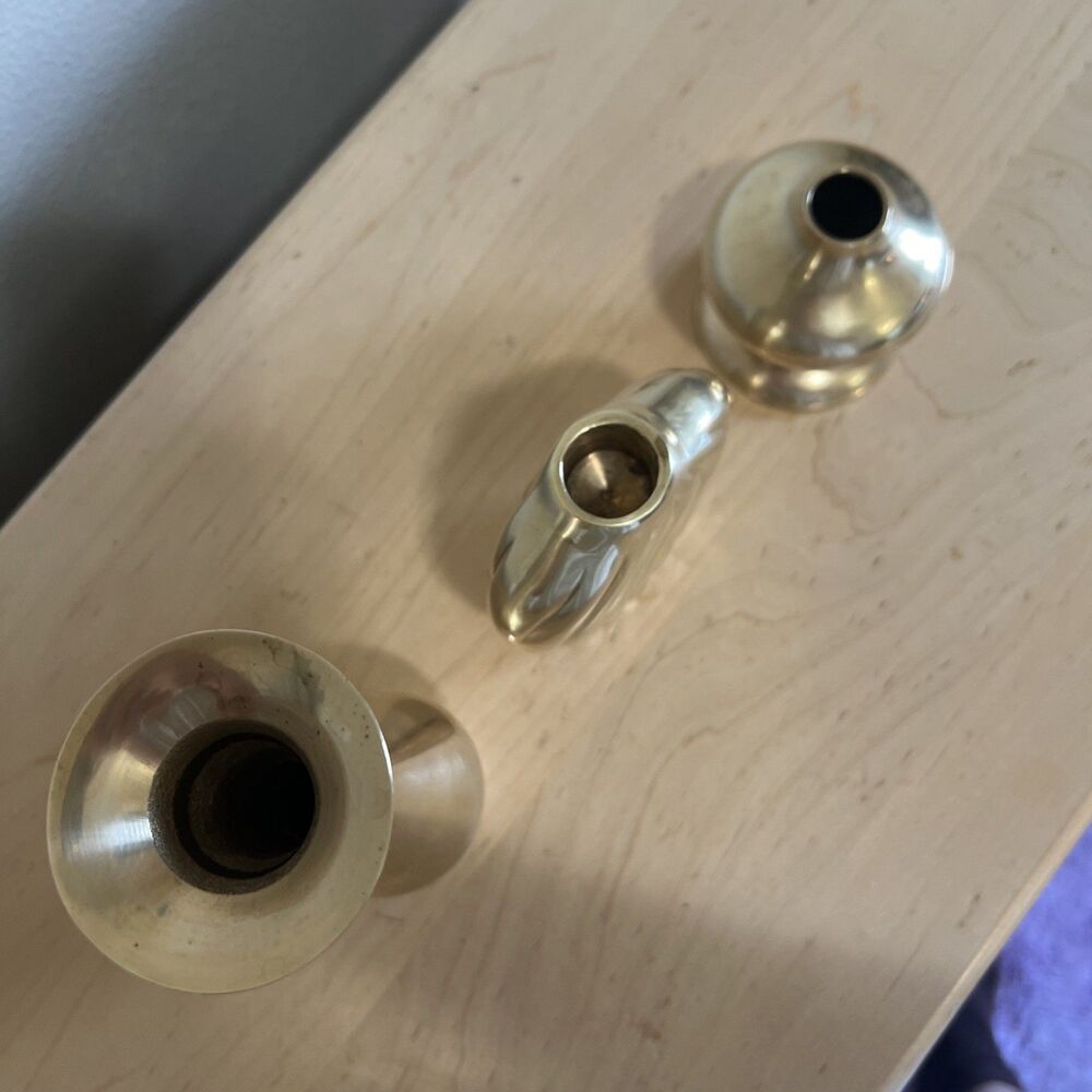 Vintage Brass Candlestick Holders Set of 3 - Picture 5 of 5